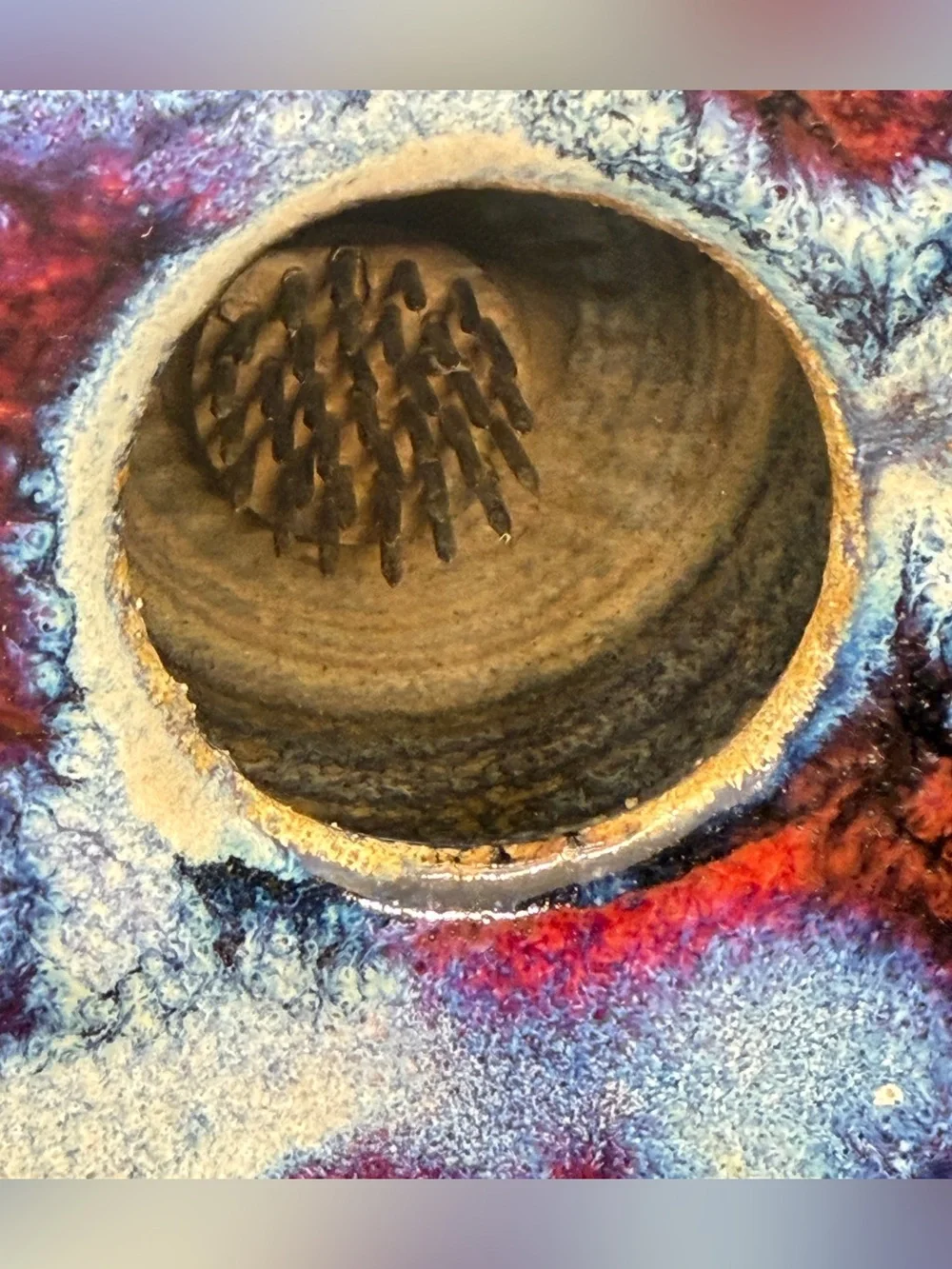 Handmade blue red